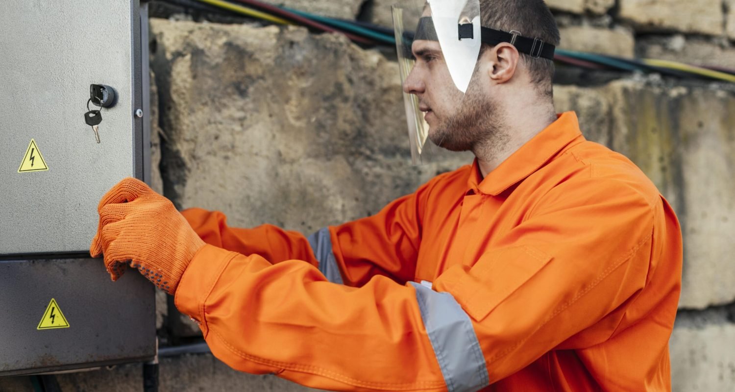 side-view-electrician-uniform-with-protective-gloves-face-shield